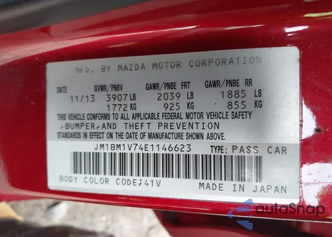 2014 Mazda Mazda3 I Touring из США, поврежденный, VIN JM1BM1V74E1146623